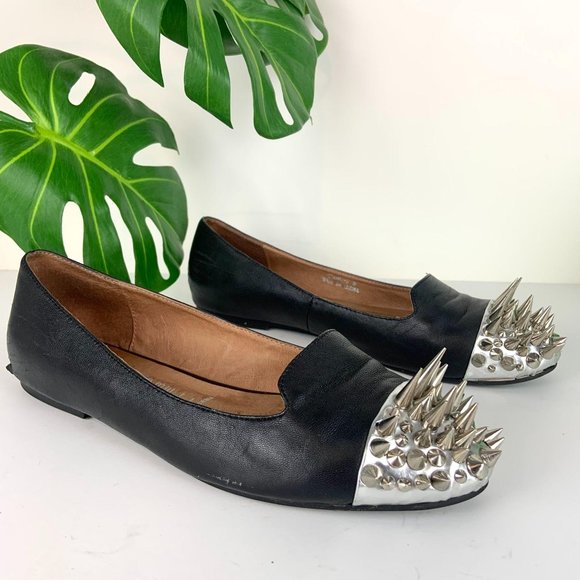 Jeffrey Campbell Shoes - Jeffrey Campbell Spiked Leather Loafer Flats